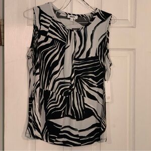 DKNY  Storm Multi NWT women’s XL blouse top sleeveless Black Gray white